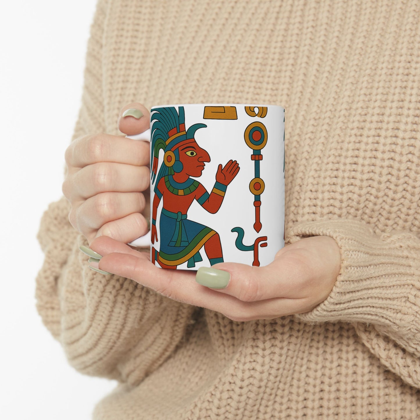 Vibrant Aztec Themed Ceramic Mug | Unique Gift for Coffee Lovers, Art Collectors, Home Decor, Cultural Enthusiasts, Birthday and Holidays, Aztec