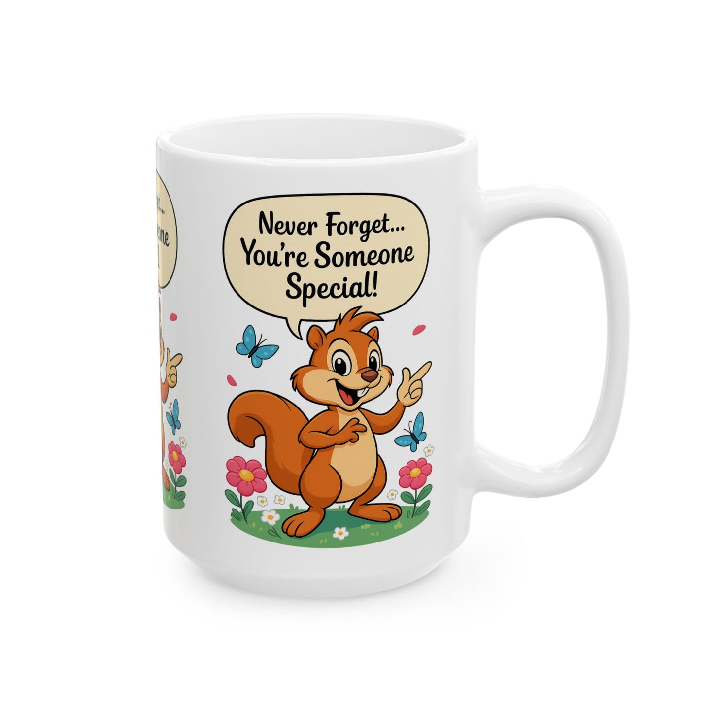 Motivational Ceramic Mug, Cute Squirrel Design, Gift for Friends, Coffee Tea Cup, Encouragement Drinkware, Birthday Present, Positive Quotes