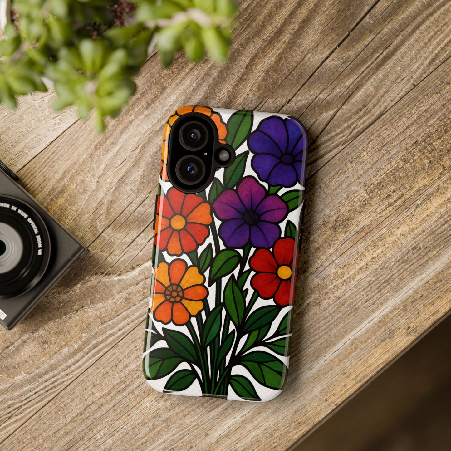 Floral Phone Case, Tough Cases with Colorful Flower Design, Gift for Flower Lovers, Summer Accessories, Trendy Phone Cover