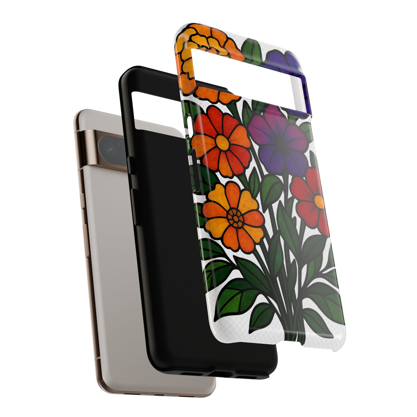 Floral Phone Case, Tough Cases with Colorful Flower Design, Gift for Flower Lovers, Summer Accessories, Trendy Phone Cover