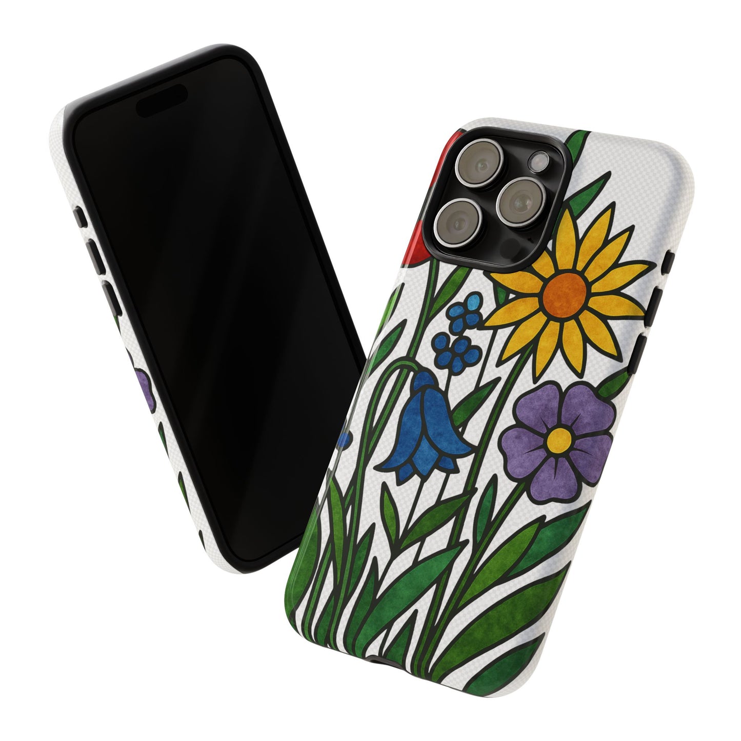 Floral Phone Case, Vibrant Flower Design, Tough Protection, Gift for Nature Lovers, Spring Decor