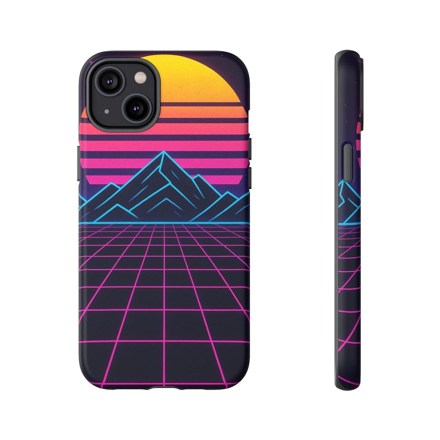 Retro Sunset Phone Case, Vintage Neon Case, 80s Aesthetic Cover, Gift for Tech Lovers, Unique Phone Accessories
