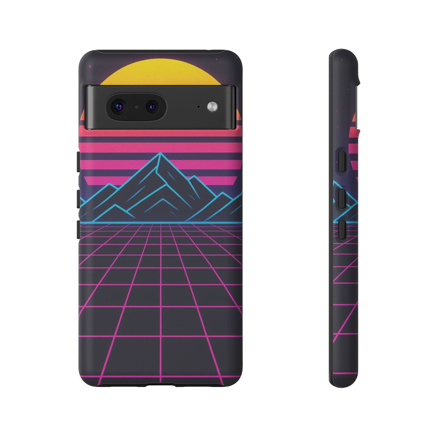 Retro Sunset Phone Case, Vintage Neon Case, 80s Aesthetic Cover, Gift for Tech Lovers, Unique Phone Accessories