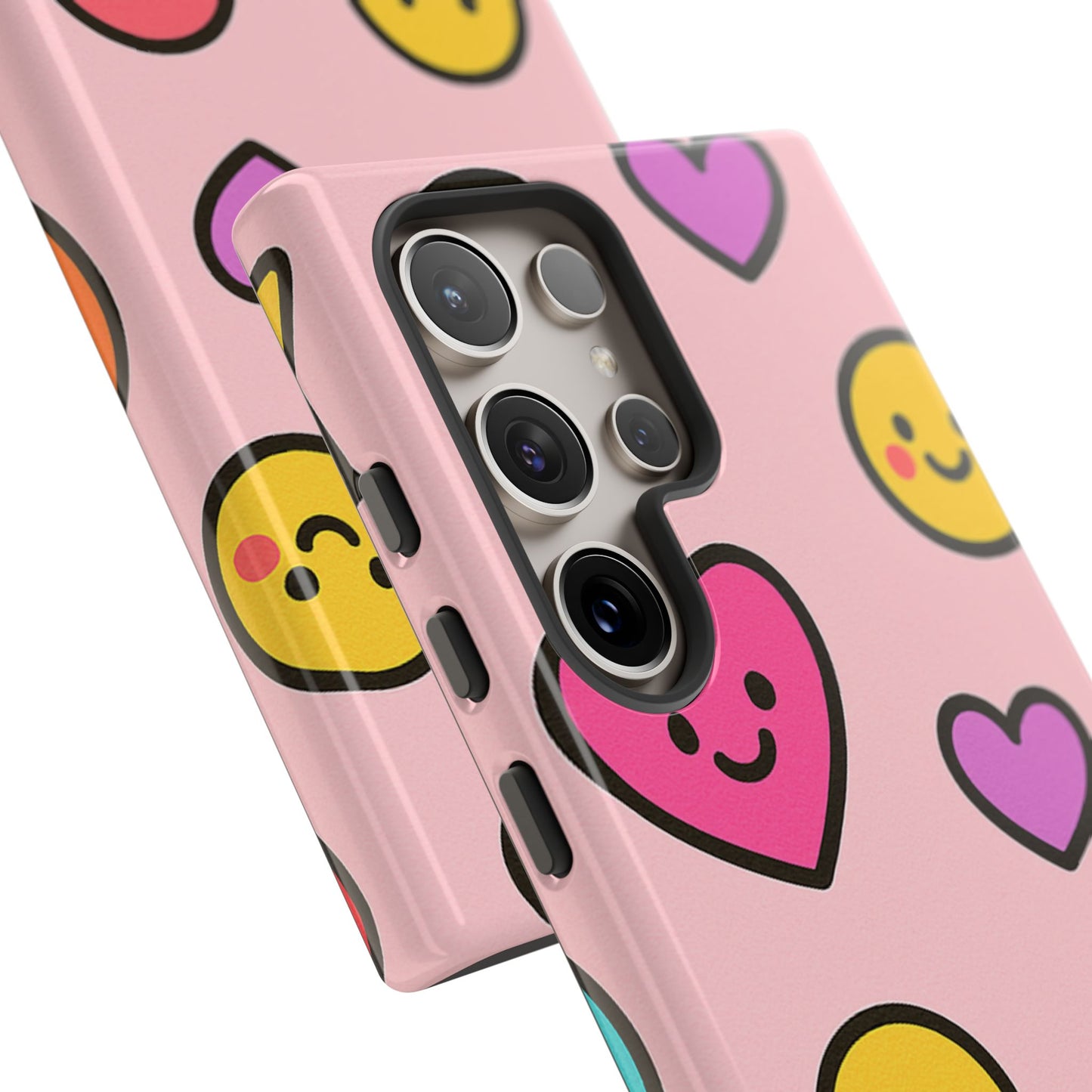 Cute Phone Case with Smiley Faces and Hearts, Fun Gift for Kids and Teens, Cellphone Protector, Birthday Present, Cute Accessories
