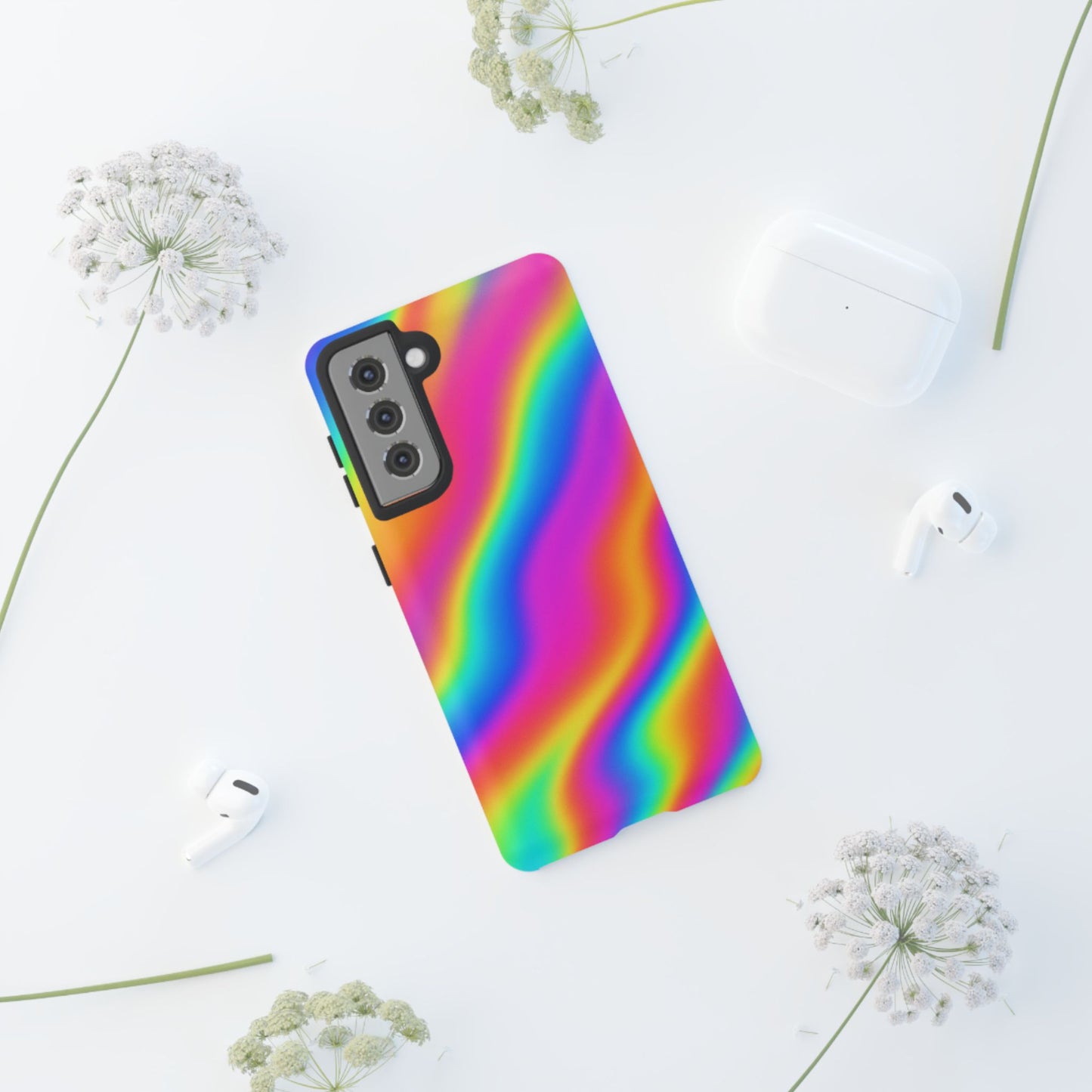 Rainbow Wavy Phone Case - Colorful Tough Cases for Stylish Protection, LGBTQ+ Pride Gift, Trendy Phone Accessory, Birthday, Holiday Present