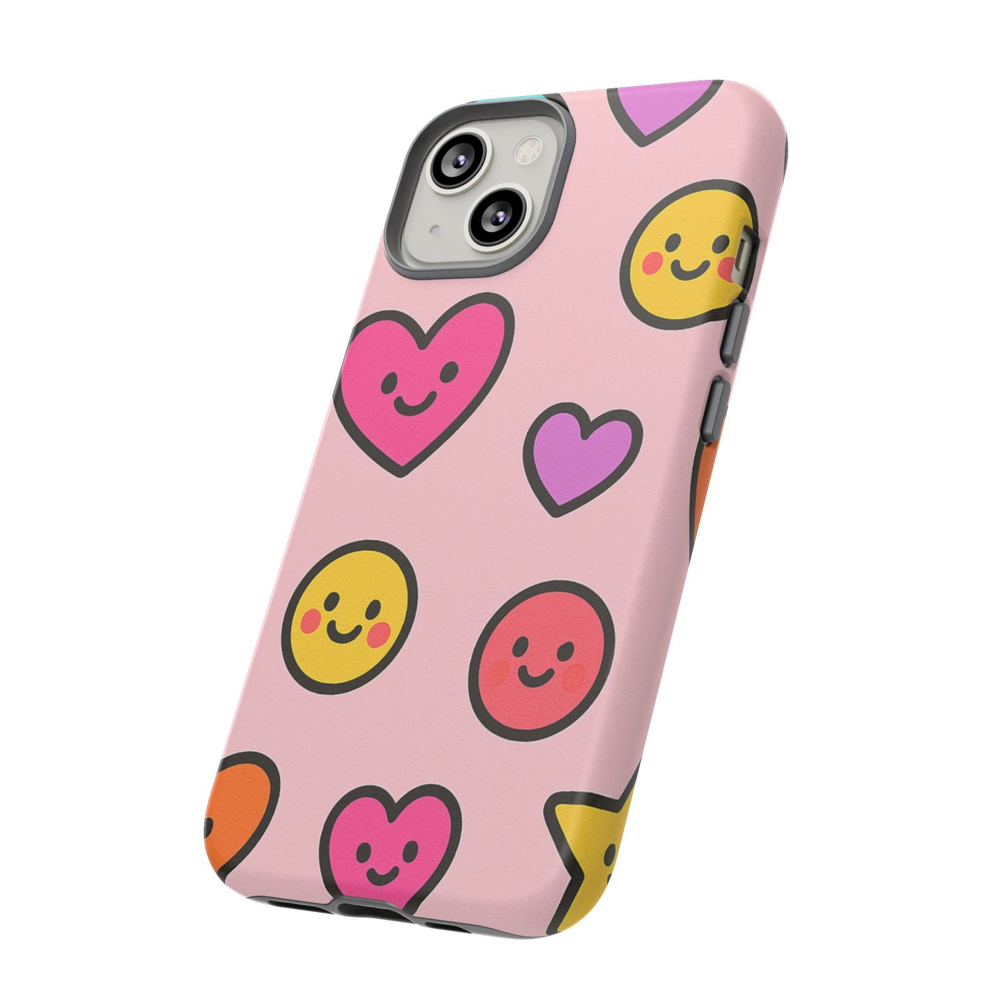Cute Phone Case with Smiley Faces and Hearts, Fun Gift for Kids and Teens, Cellphone Protector, Birthday Present, Cute Accessories