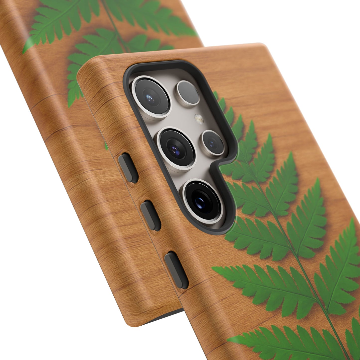 Wooden Fern Phone Case - Eco-Friendly Tough Cases for Nature Lovers, Unique Gift, Customizable Design, Nature-Themed Accessories