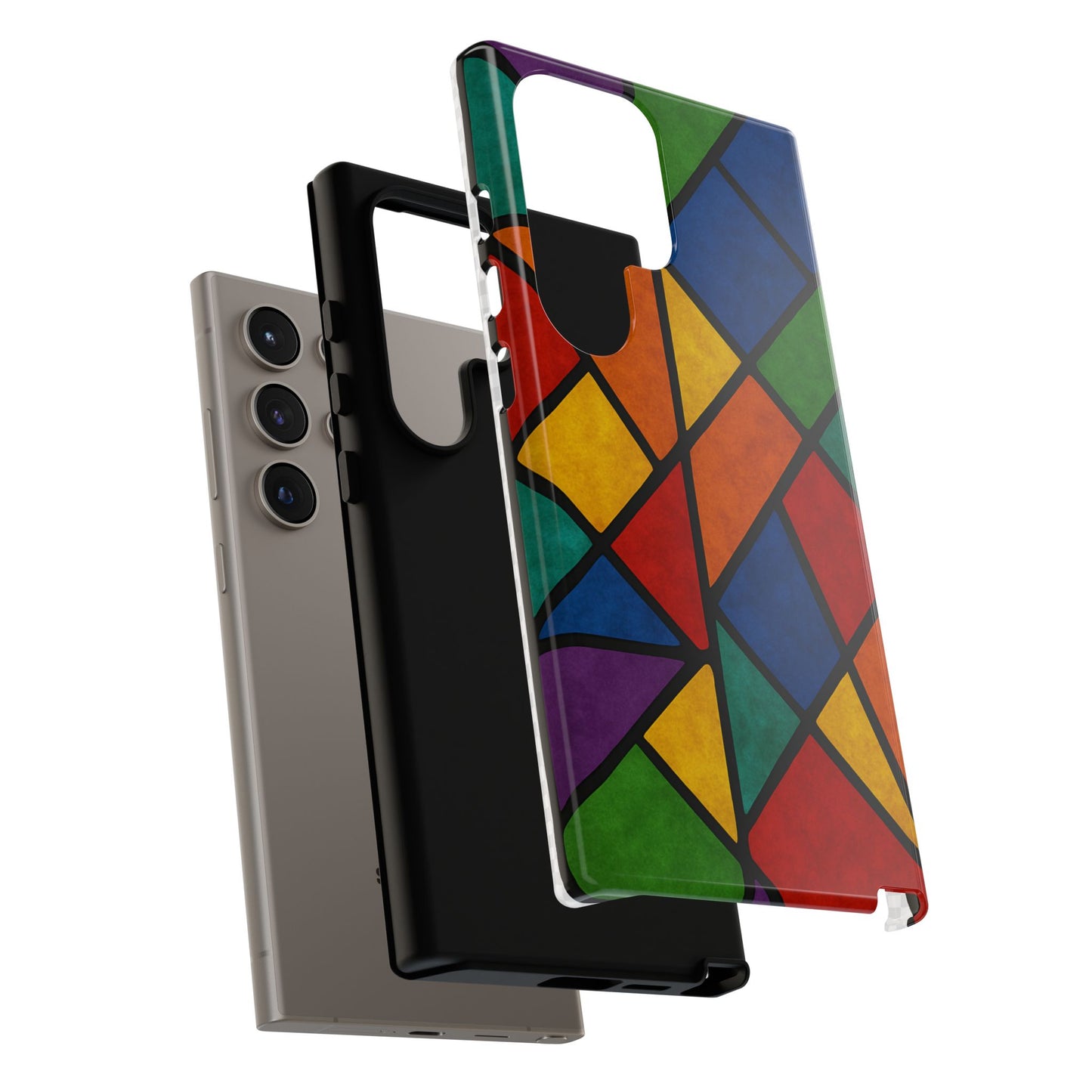 Colorful Phone Case, Stained Glass Pattern, Artistic Phone Cover, Unique Smartphone Protection, Vibrant Gift for All Occasions