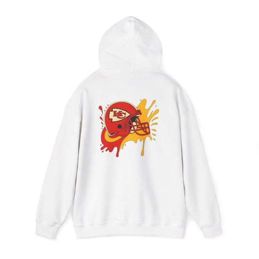 Sporty Graffiti Hoodie for Chiefs Fans, Versatile Streetwear, Perfect Gift for Game Day, Fashionable Fall Layer, Unisex Heavy Blend