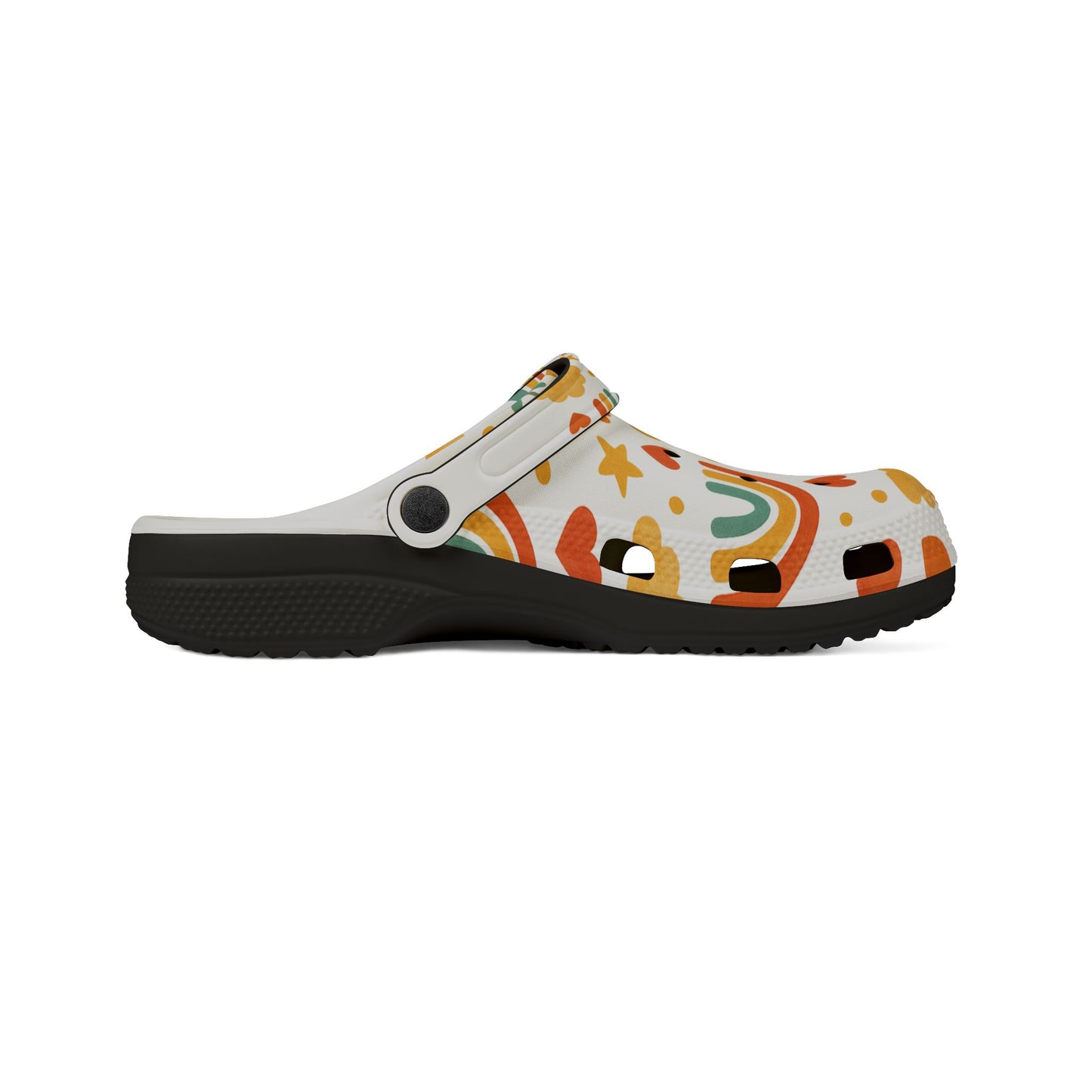 Vibrant EVA Foam Crocs – Fun Rainbow & Heart Design, Slip-On Comfort Shoes, Perfect for Summer Fun, Gardening, Holidays, Gifts