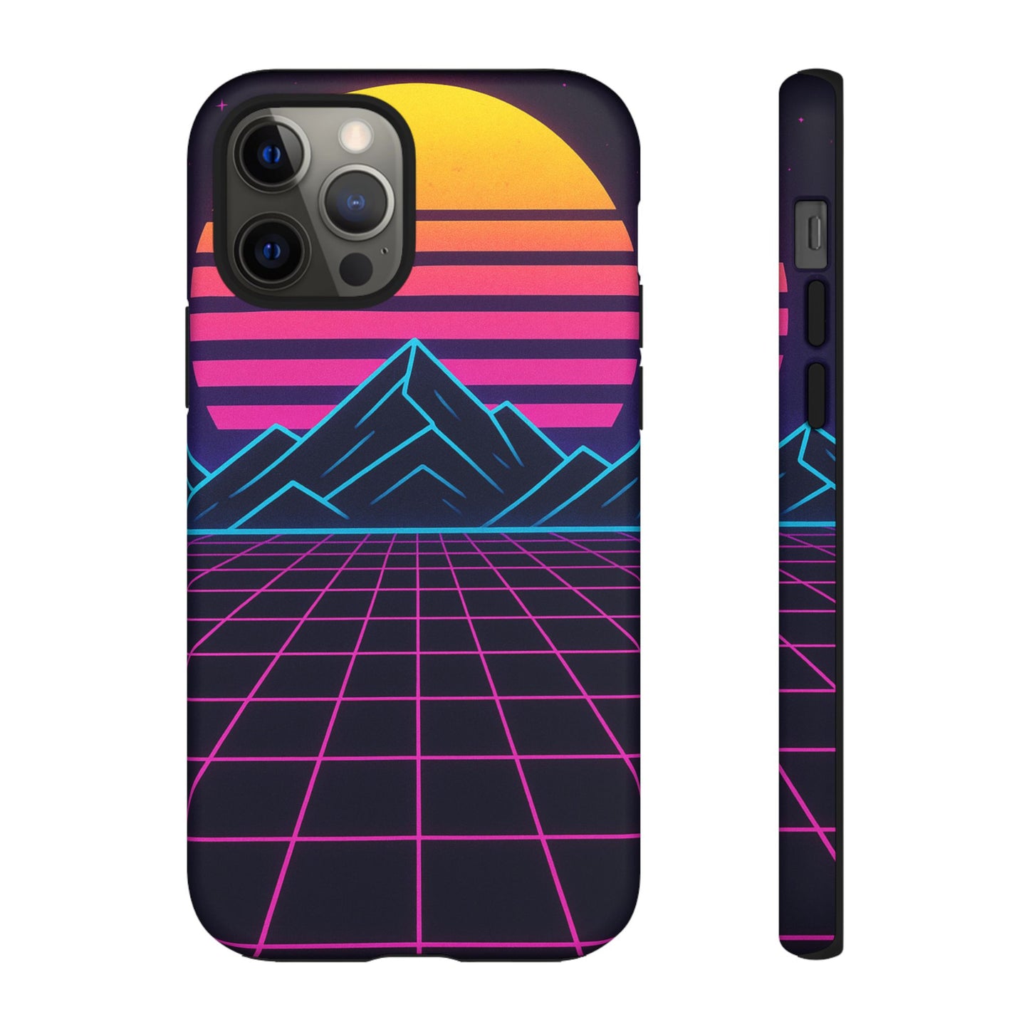 Retro Sunset Phone Case, Vintage Neon Case, 80s Aesthetic Cover, Gift for Tech Lovers, Unique Phone Accessories