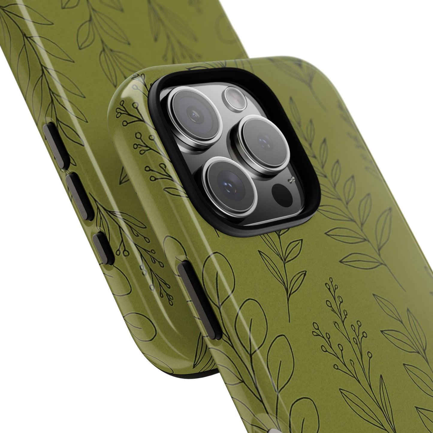 Stylish Phone Case, Botanical Design, Tough Phone Cover, Green Floral Case, Nature Inspired Gift, Eco-Friendly Accessory