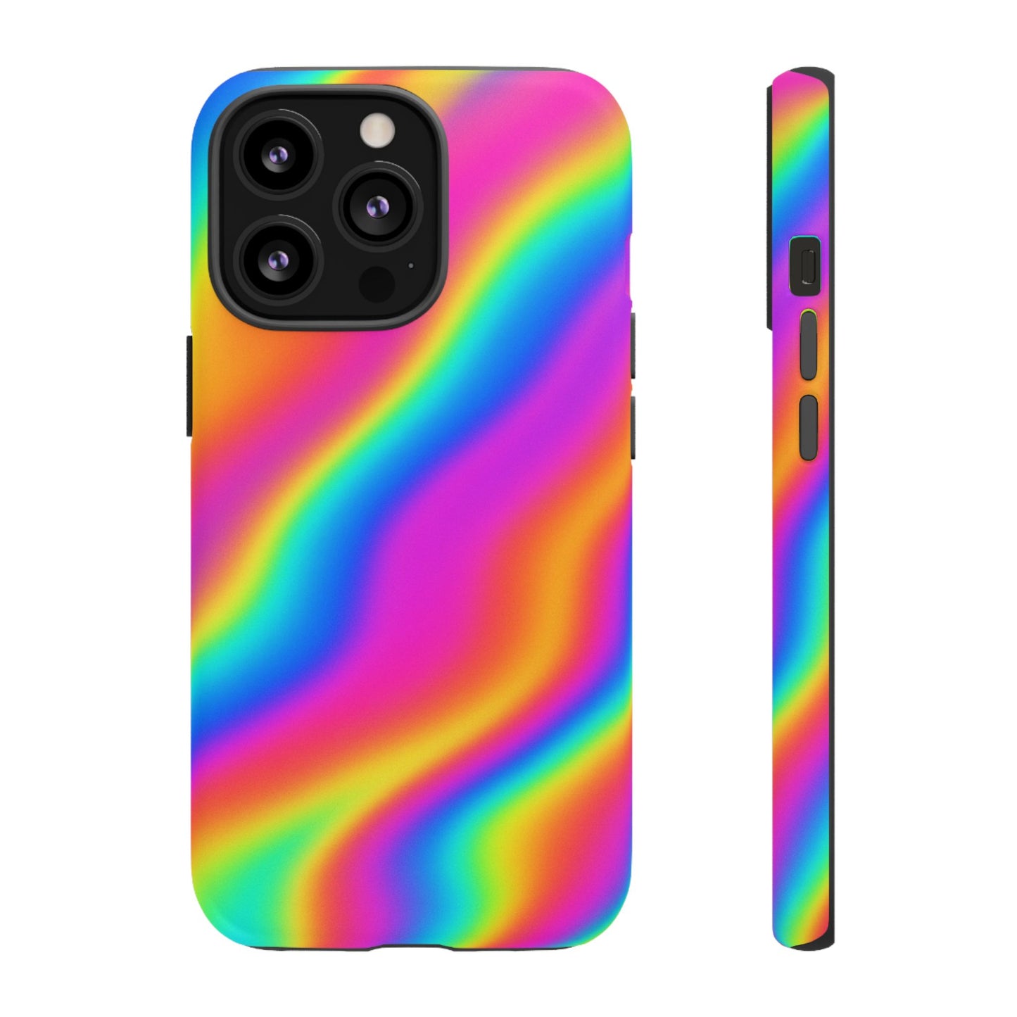 Rainbow Wavy Phone Case - Colorful Tough Cases for Stylish Protection, LGBTQ+ Pride Gift, Trendy Phone Accessory, Birthday, Holiday Present
