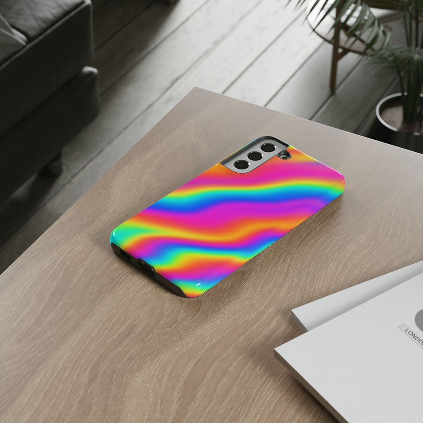 Rainbow Wavy Phone Case - Colorful Tough Cases for Stylish Protection, LGBTQ+ Pride Gift, Trendy Phone Accessory, Birthday, Holiday Present