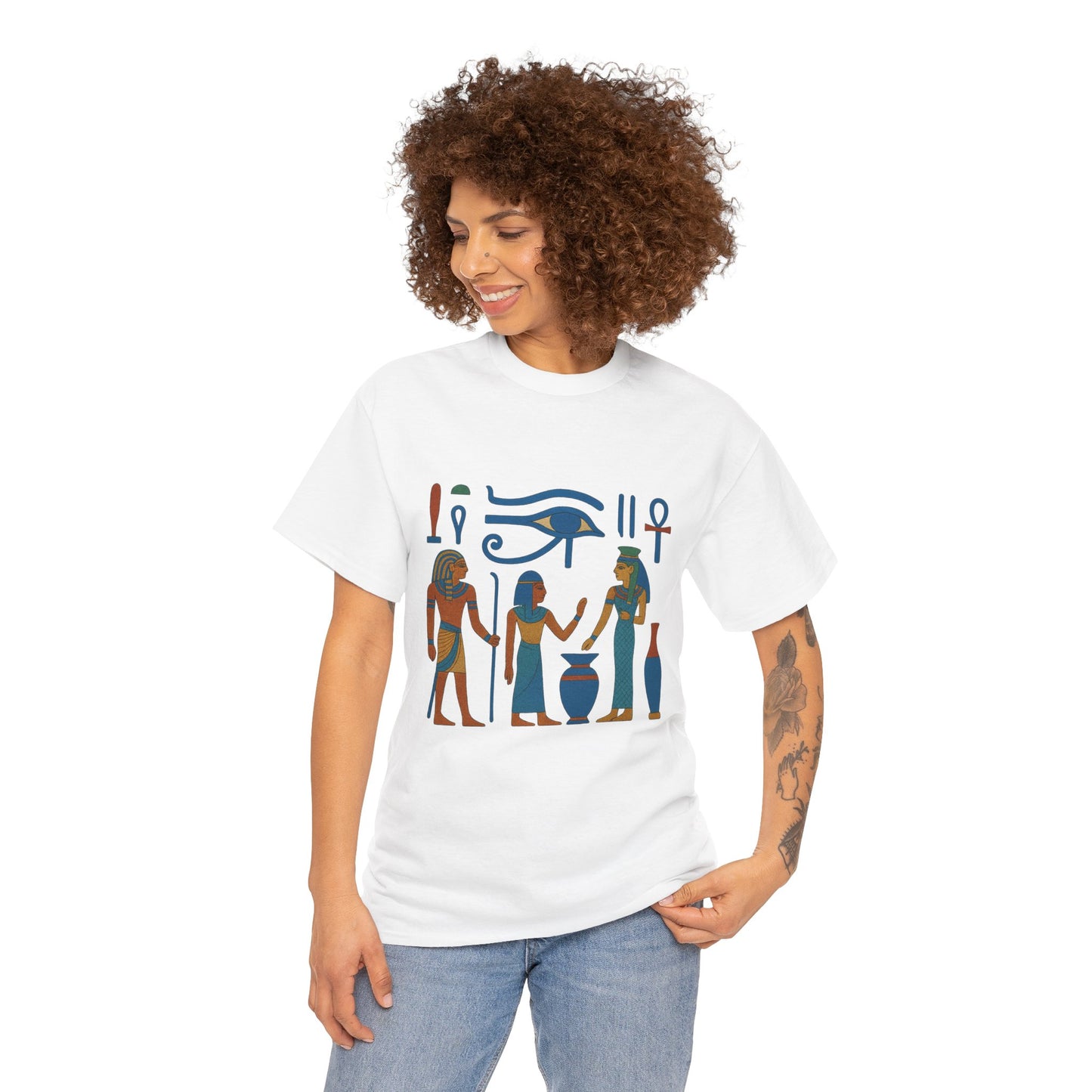 Ancient Egyptian Themed Unisex Heavy Cotton Tee, Casual Shirt for History Lovers, Graphic Tee, Gift for Archaeology Enthusiasts, Egyptian