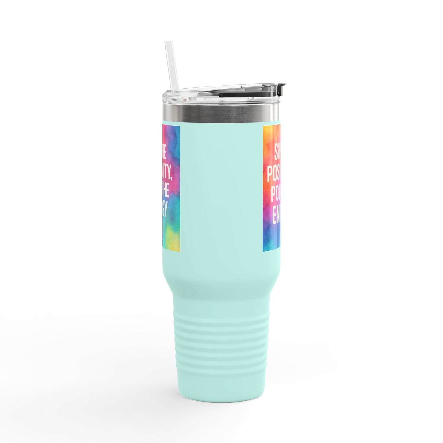 Vibrant Insulated Travel Mug | Sip the Positivity Mug, Hot Beverage Cup, Custom Drink Container, Colorful Tumblers, Travel Coffee Cup