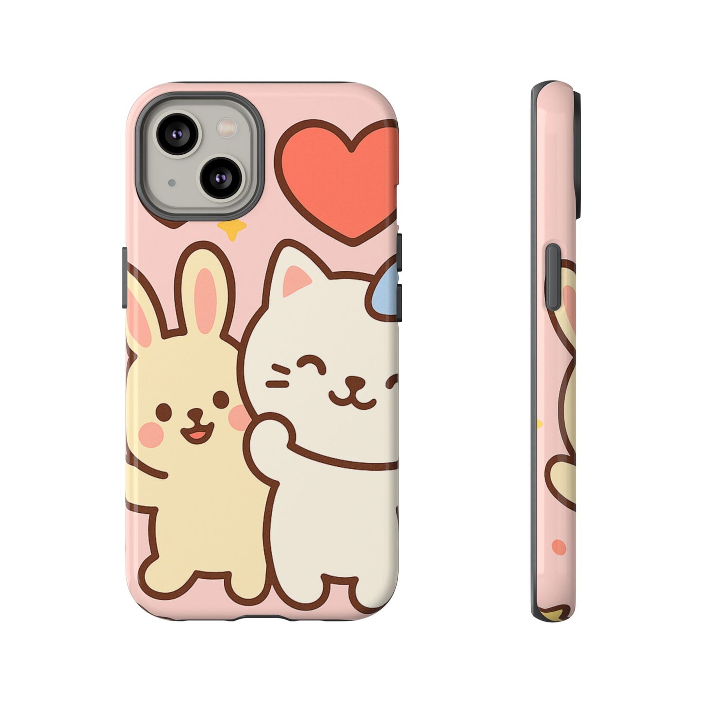 Cute Animal Phone Case -Tough Cases with Bunny and Cat Design, Kawaii Gift for Kids, Birthday, Everyday Use, Phone Accessories, teenage girl