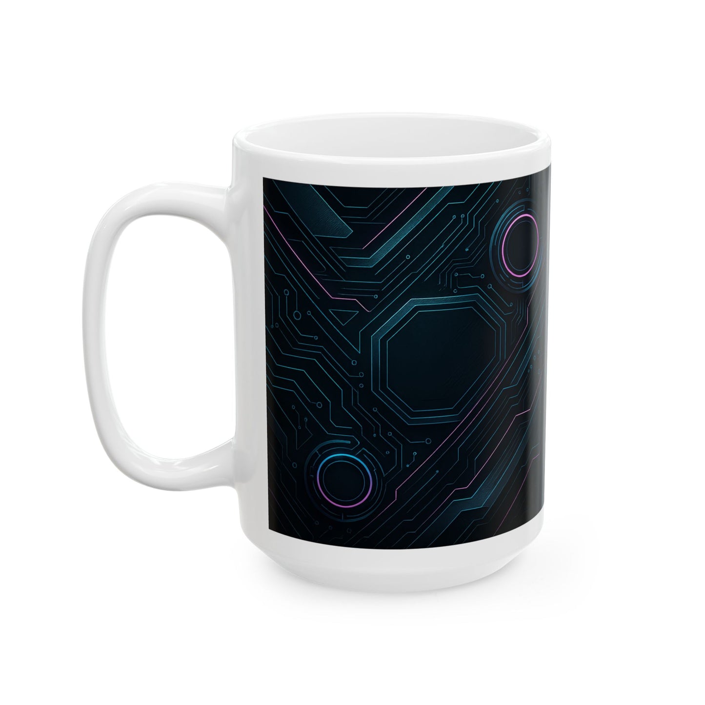 Futuristic Circuitry Ceramic Mug | Geeky Gift, Tech Lover, Home Office Decor, Unique Coffee Cup, Personalized Tea Mug