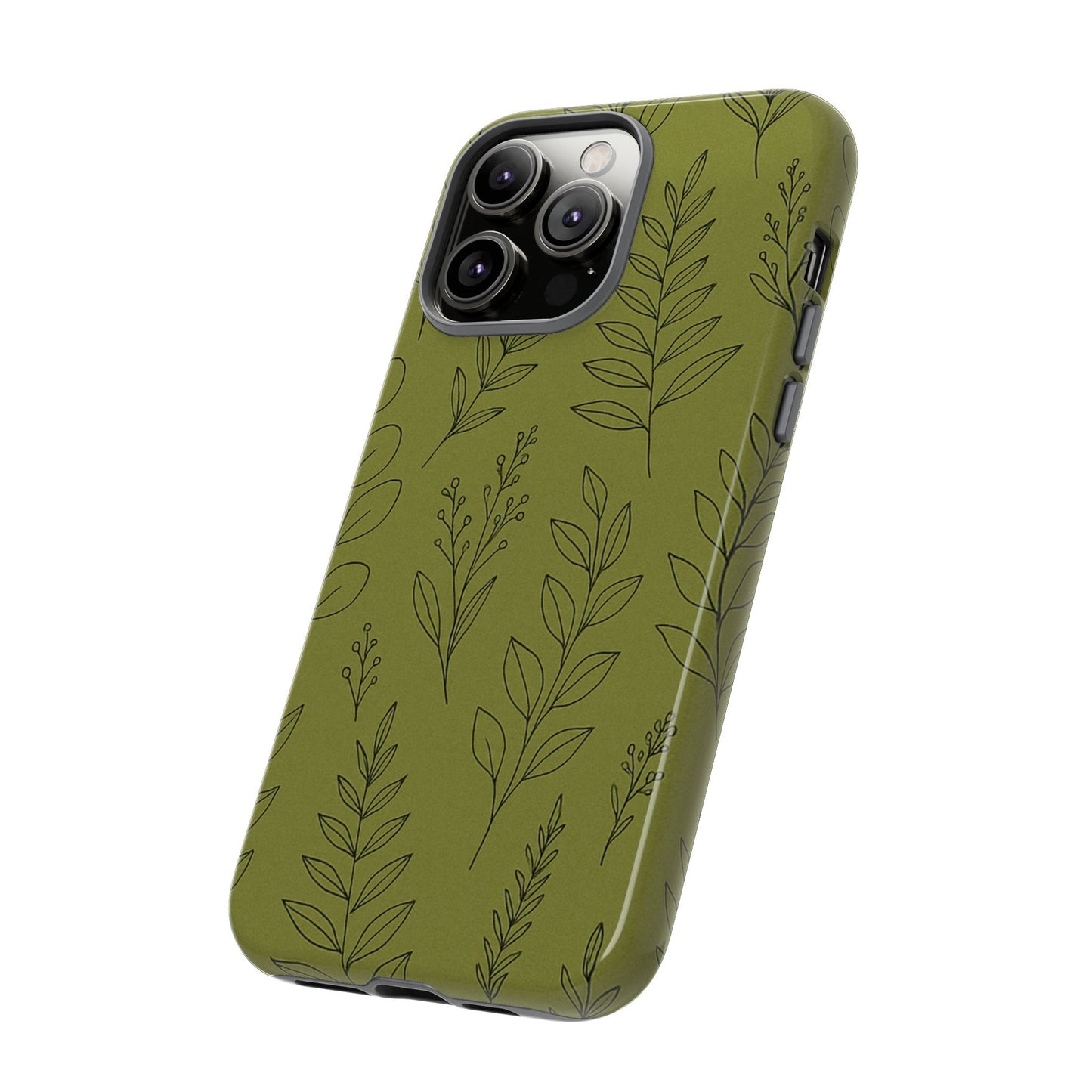 Stylish Phone Case, Botanical Design, Tough Phone Cover, Green Floral Case, Nature Inspired Gift, Eco-Friendly Accessory