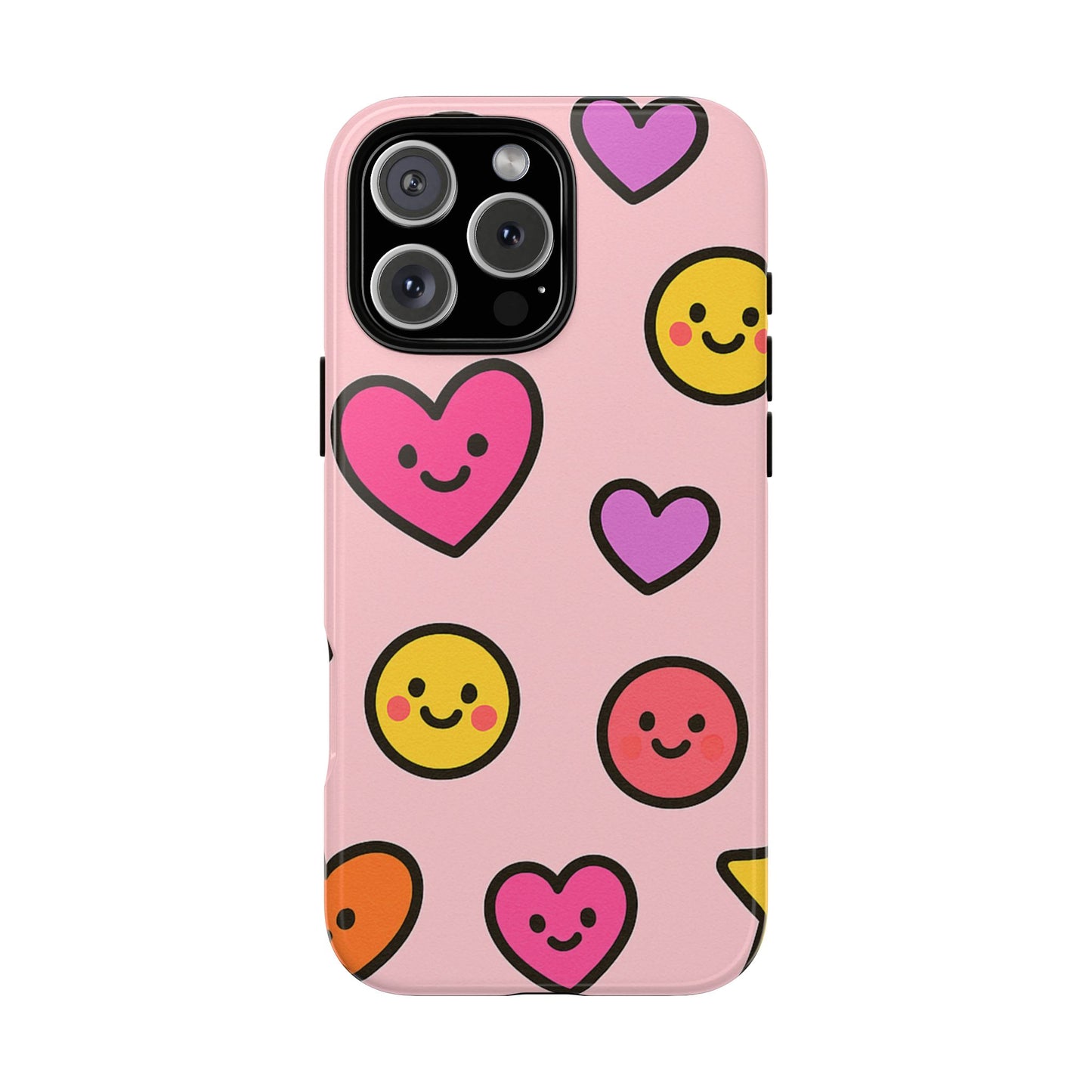 Cute Phone Case with Smiley Faces and Hearts, Fun Gift for Kids and Teens, Cellphone Protector, Birthday Present, Cute Accessories