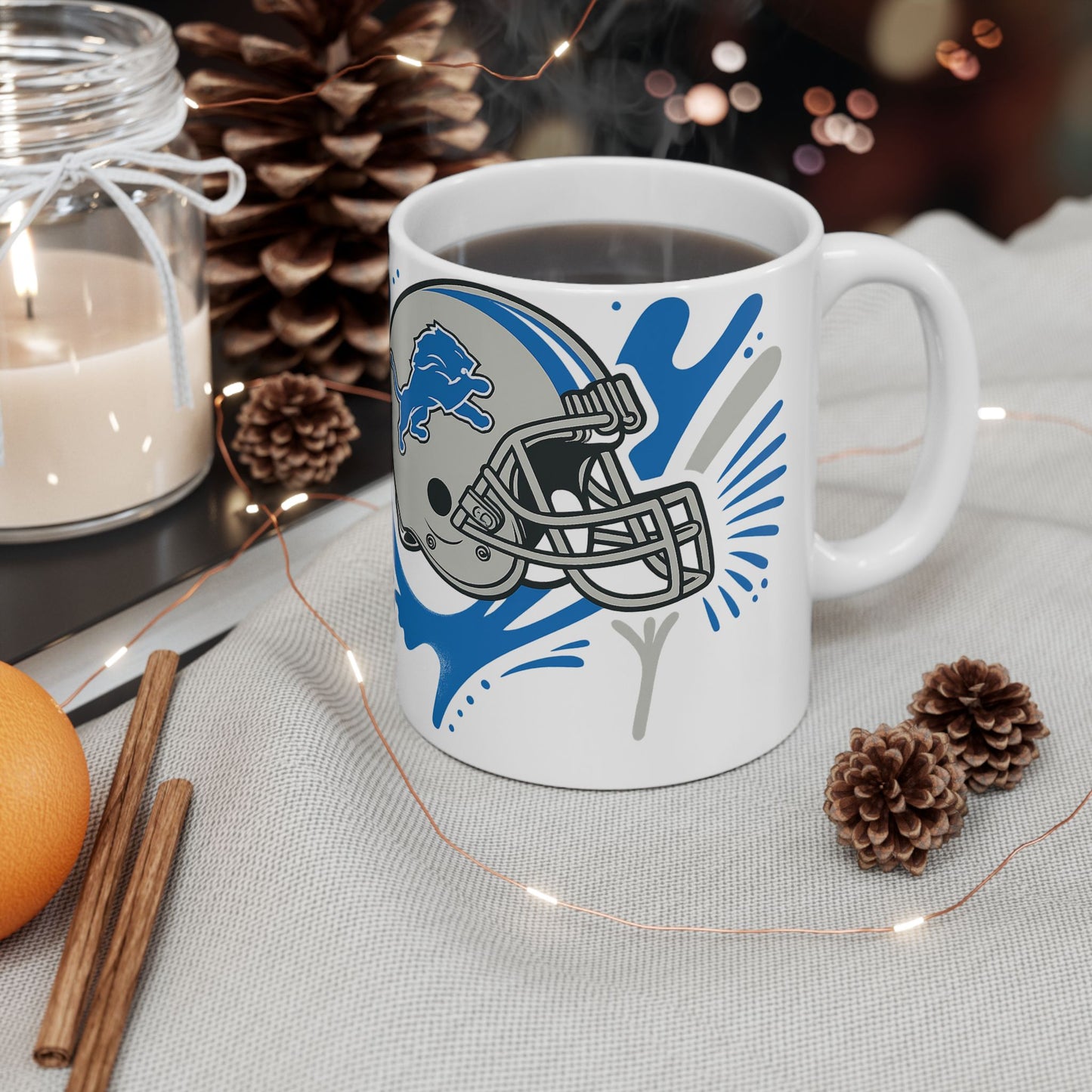 Detroit Lions Ceramic Mug - Perfect for Game Day, Gifts for Fans, NFL Decor, Tailgate Essentials, Sports Collectibles
