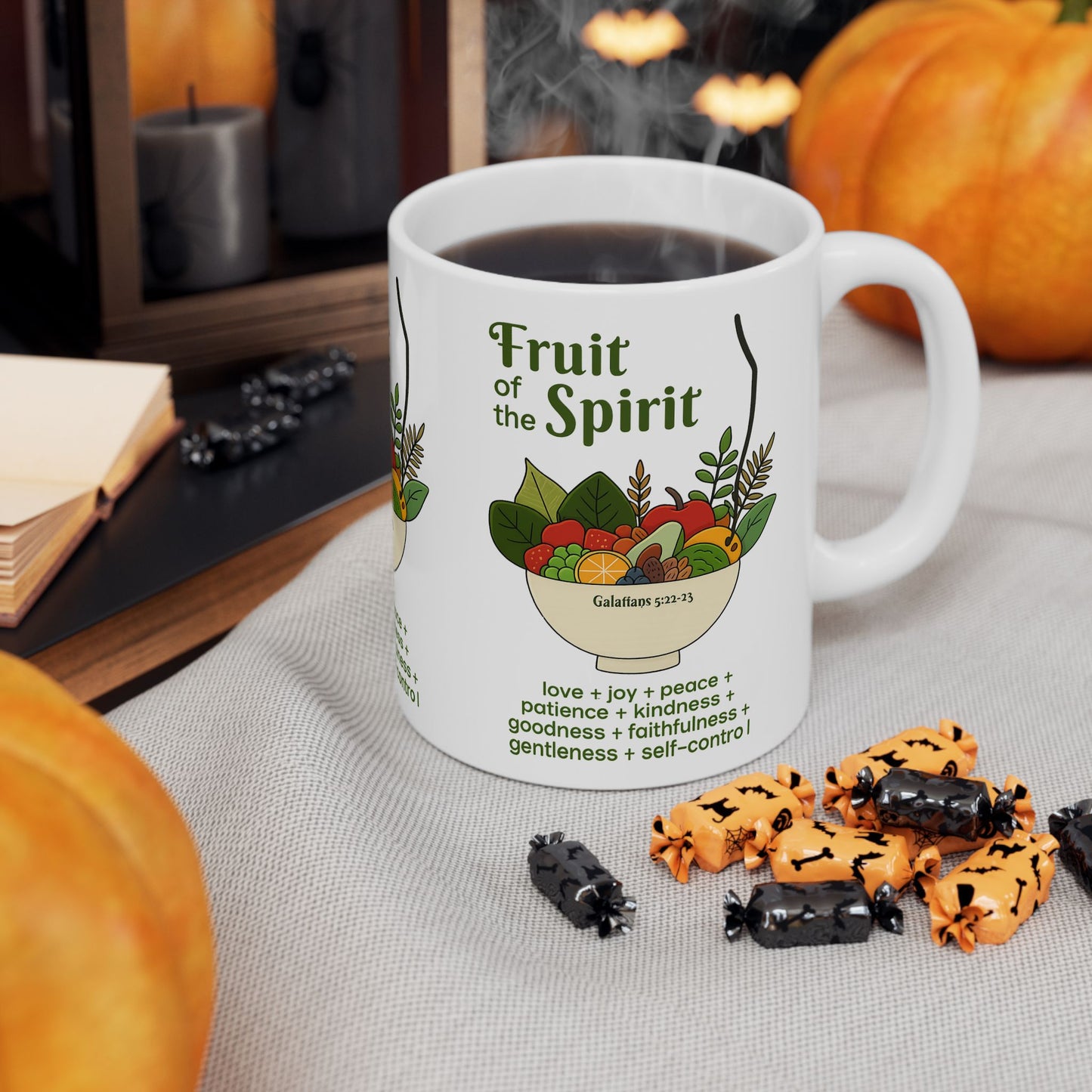 Inspirational Ceramic Mug, Fruit of the Spirit Gift, Christian Coffee Cup, 11oz, 15oz, Encouragement Mug, Religious Kitchenware