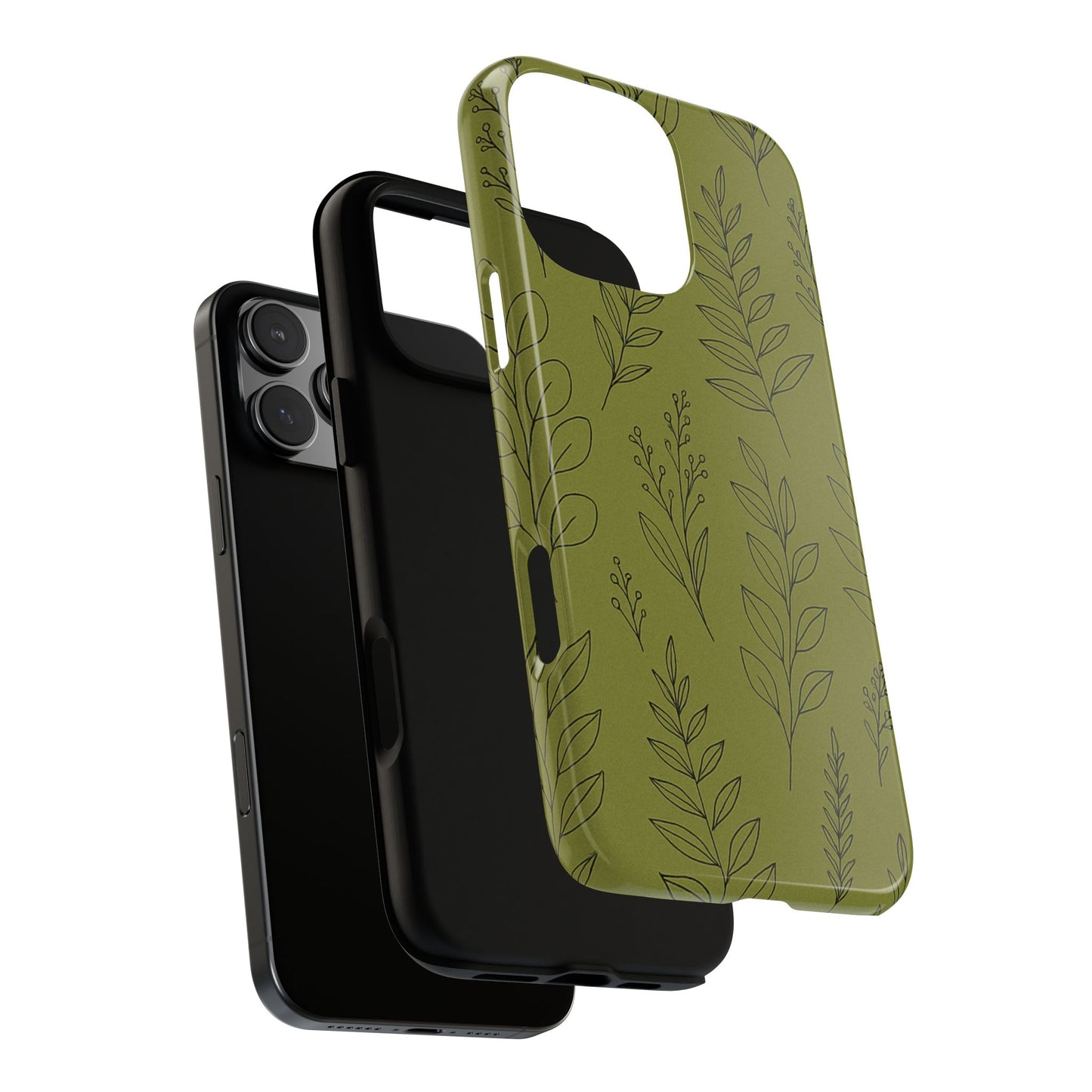 Stylish Phone Case, Botanical Design, Tough Phone Cover, Green Floral Case, Nature Inspired Gift, Eco-Friendly Accessory