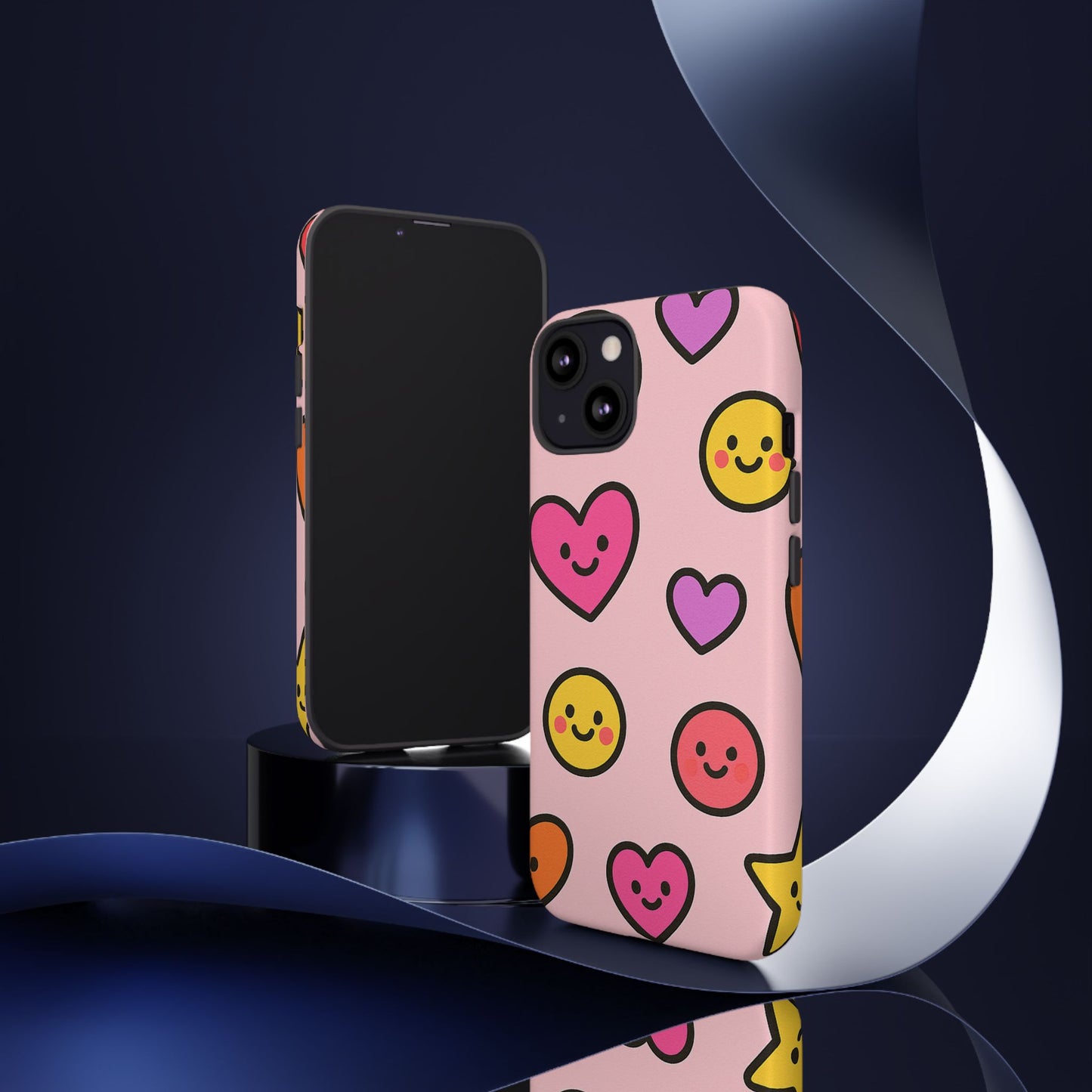 Cute Phone Case with Smiley Faces and Hearts, Fun Gift for Kids and Teens, Cellphone Protector, Birthday Present, Cute Accessories