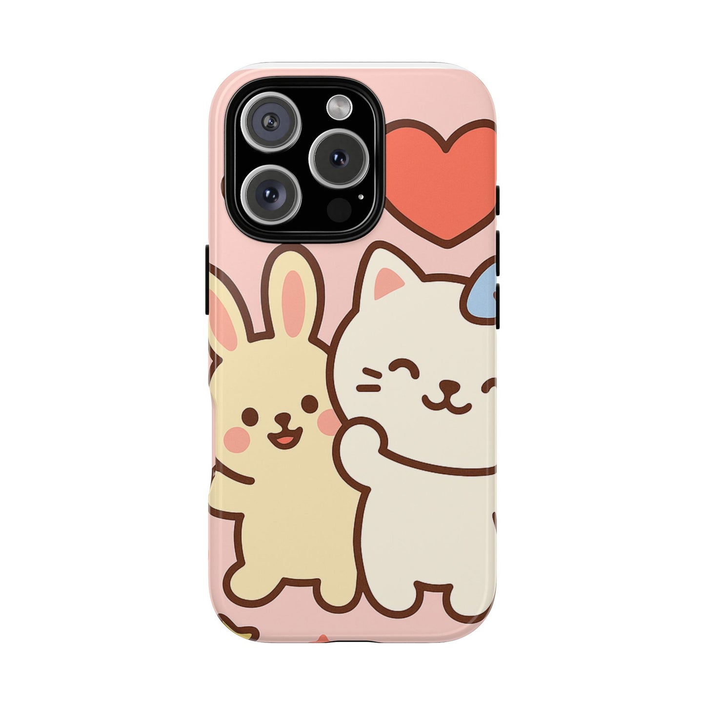 Cute Animal Phone Case -Tough Cases with Bunny and Cat Design, Kawaii Gift for Kids, Birthday, Everyday Use, Phone Accessories, teenage girl