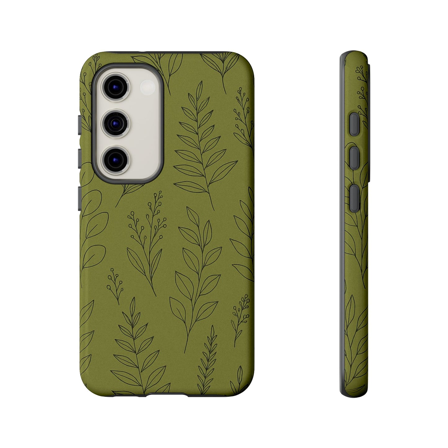 Stylish Phone Case, Botanical Design, Tough Phone Cover, Green Floral Case, Nature Inspired Gift, Eco-Friendly Accessory