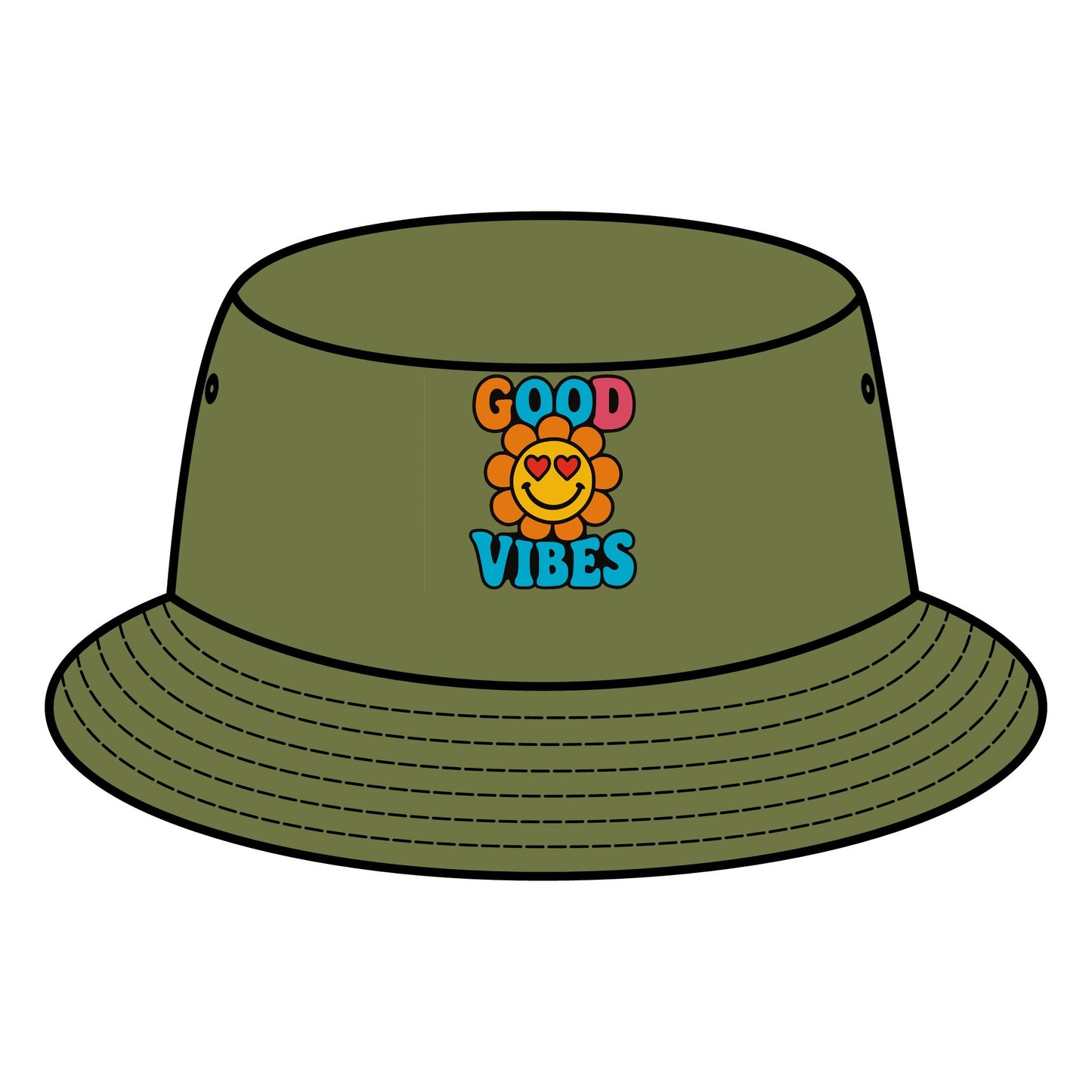 Good Vibes Bucket Hat, Summer Hat, Festival Accessory, Casual Headwear, Beach Hat, Unisex Fashion Statement