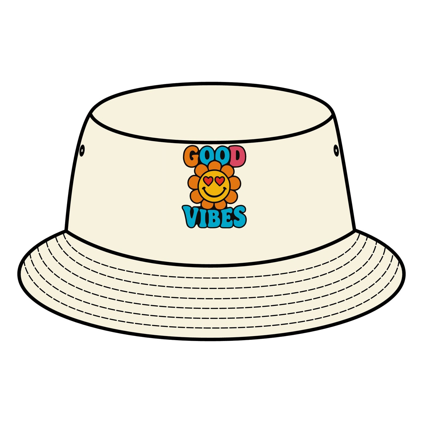 Good Vibes Bucket Hat, Summer Hat, Festival Accessory, Casual Headwear, Beach Hat, Unisex Fashion Statement