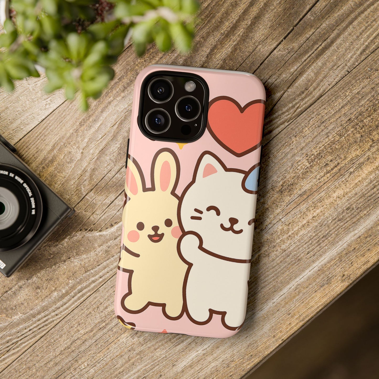 Cute Animal Phone Case -Tough Cases with Bunny and Cat Design, Kawaii Gift for Kids, Birthday, Everyday Use, Phone Accessories, teenage girl