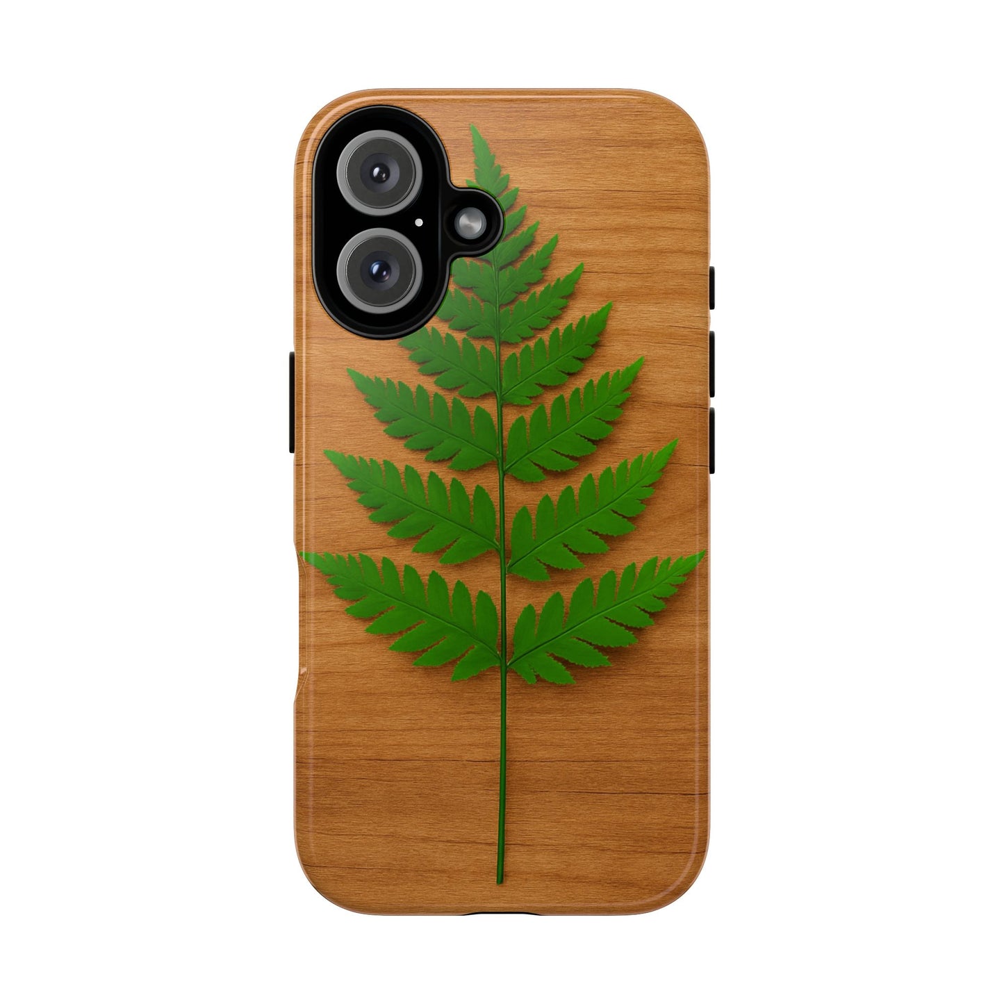 Wooden Fern Phone Case - Eco-Friendly Tough Cases for Nature Lovers, Unique Gift, Customizable Design, Nature-Themed Accessories