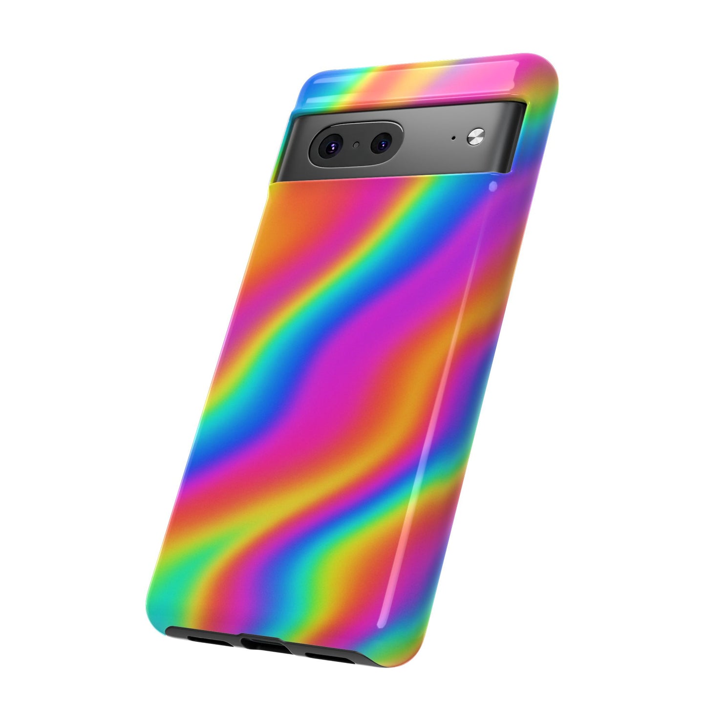 Rainbow Wavy Phone Case - Colorful Tough Cases for Stylish Protection, LGBTQ+ Pride Gift, Trendy Phone Accessory, Birthday, Holiday Present