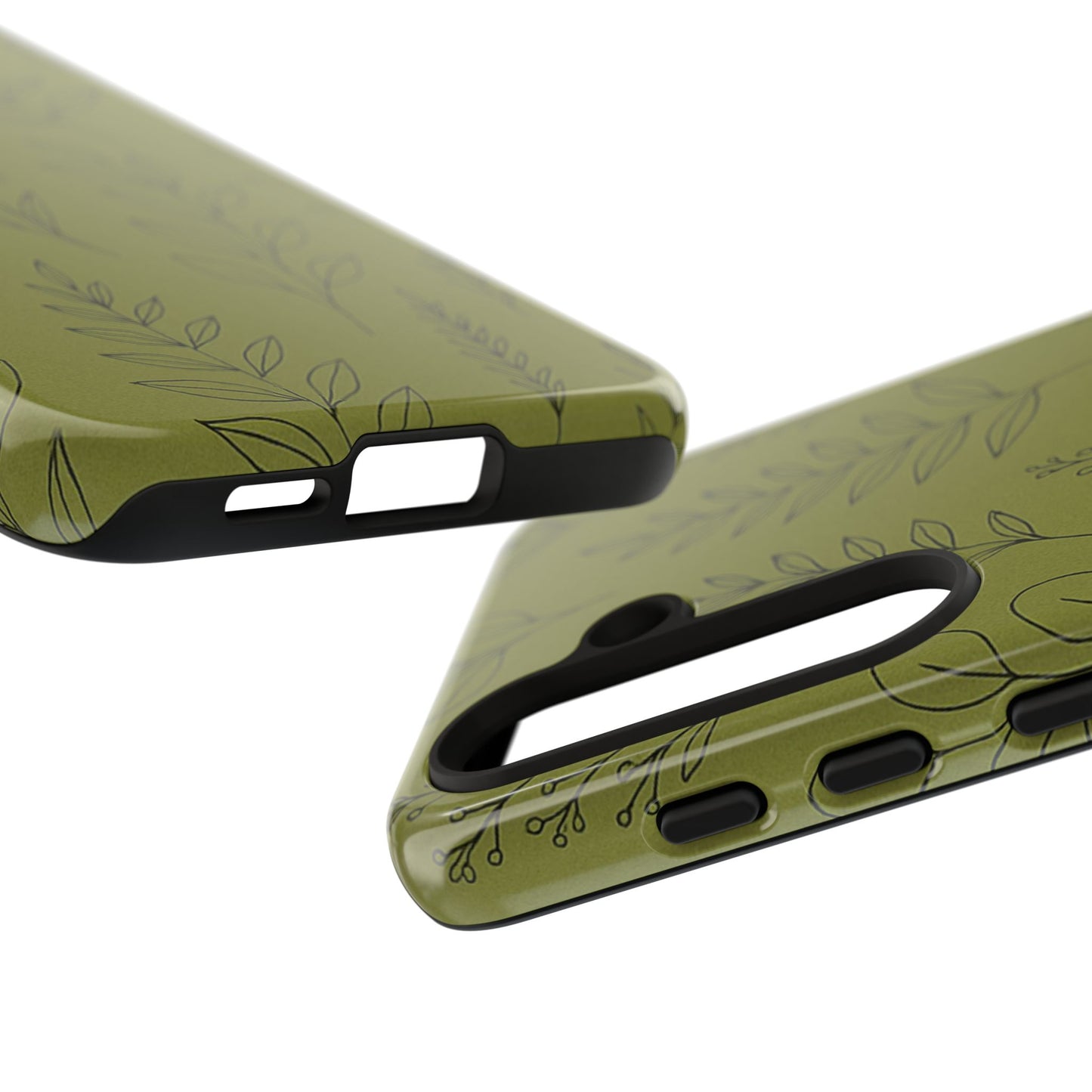 Stylish Phone Case, Botanical Design, Tough Phone Cover, Green Floral Case, Nature Inspired Gift, Eco-Friendly Accessory