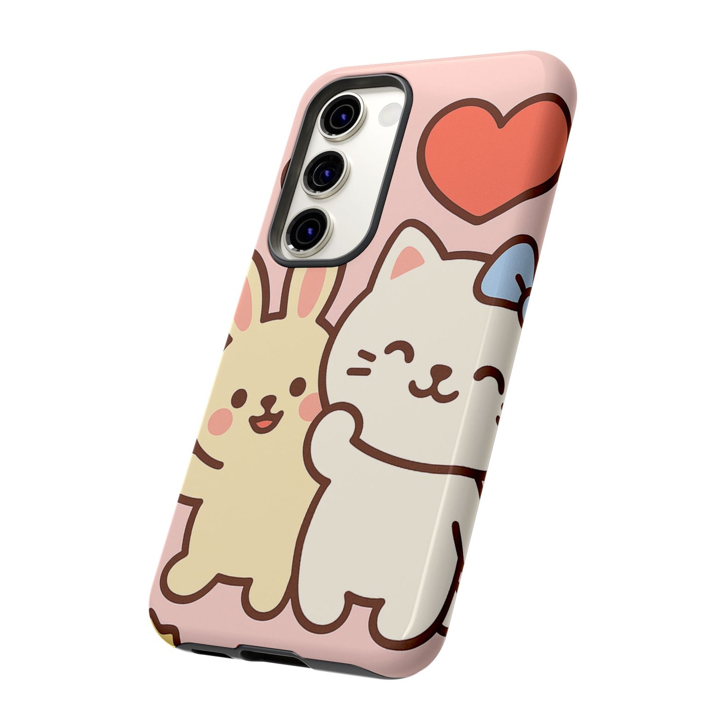 Cute Animal Phone Case -Tough Cases with Bunny and Cat Design, Kawaii Gift for Kids, Birthday, Everyday Use, Phone Accessories, teenage girl