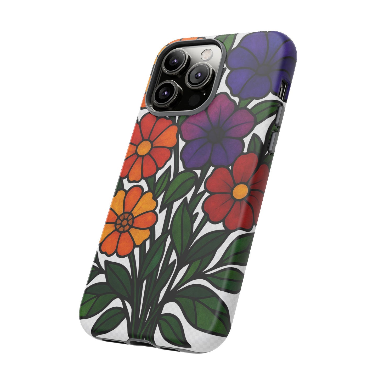 Floral Phone Case, Tough Cases with Colorful Flower Design, Gift for Flower Lovers, Summer Accessories, Trendy Phone Cover