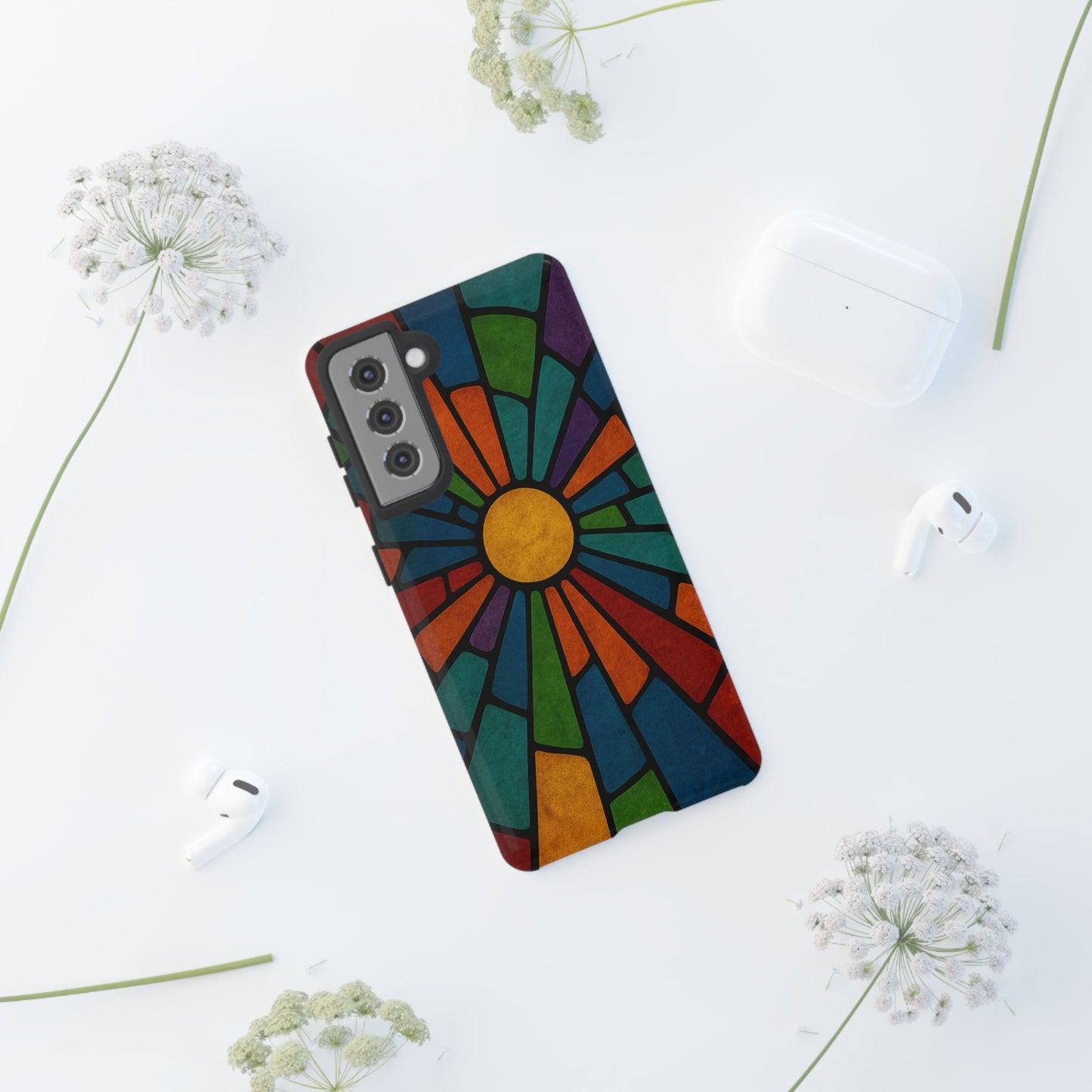 Colorful Stained Glass Phone Case, Tough Cases, Artistic Phone Cover, Vibrant Mobile Accessory, Unique Gift for Art Lovers