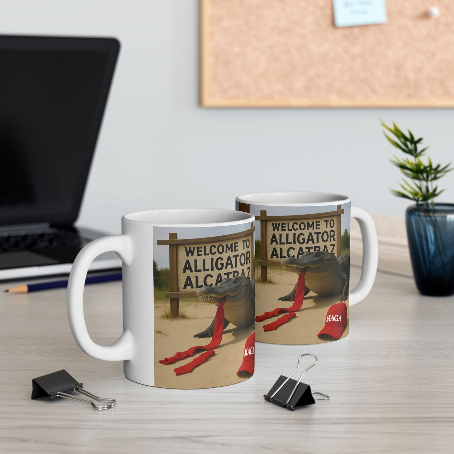 Alligator Alcatraz Ceramic Mug, Funny Coffee Cup, Gift for Animal Lovers, Unique Kitchen Decor, Quirky Humor Mug