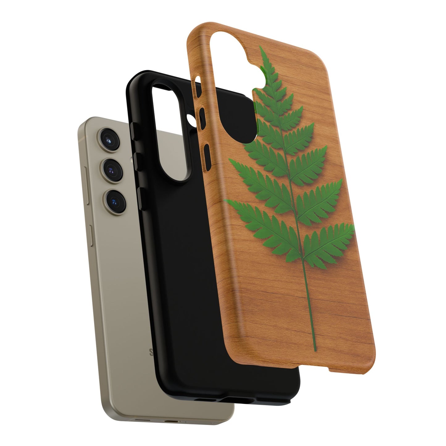 Wooden Fern Phone Case - Eco-Friendly Tough Cases for Nature Lovers, Unique Gift, Customizable Design, Nature-Themed Accessories