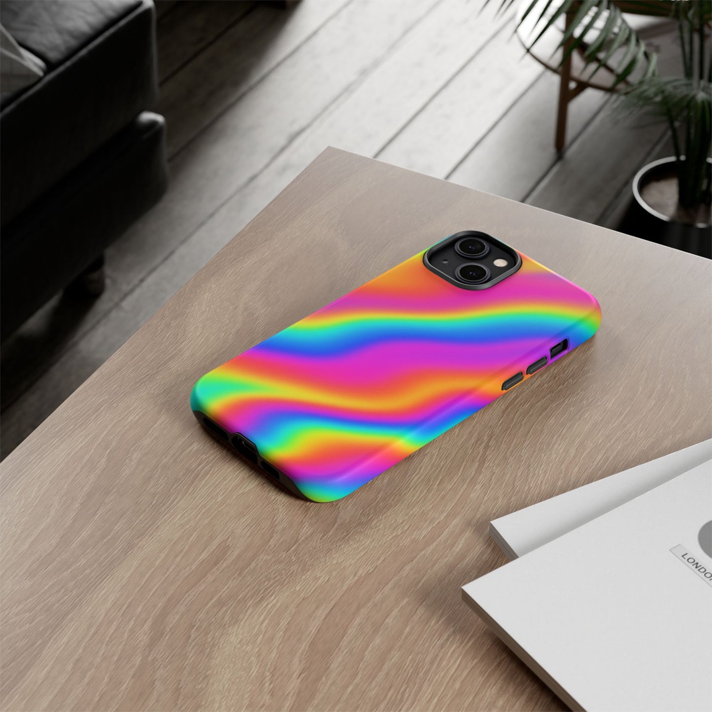 Rainbow Wavy Phone Case - Colorful Tough Cases for Stylish Protection, LGBTQ+ Pride Gift, Trendy Phone Accessory, Birthday, Holiday Present