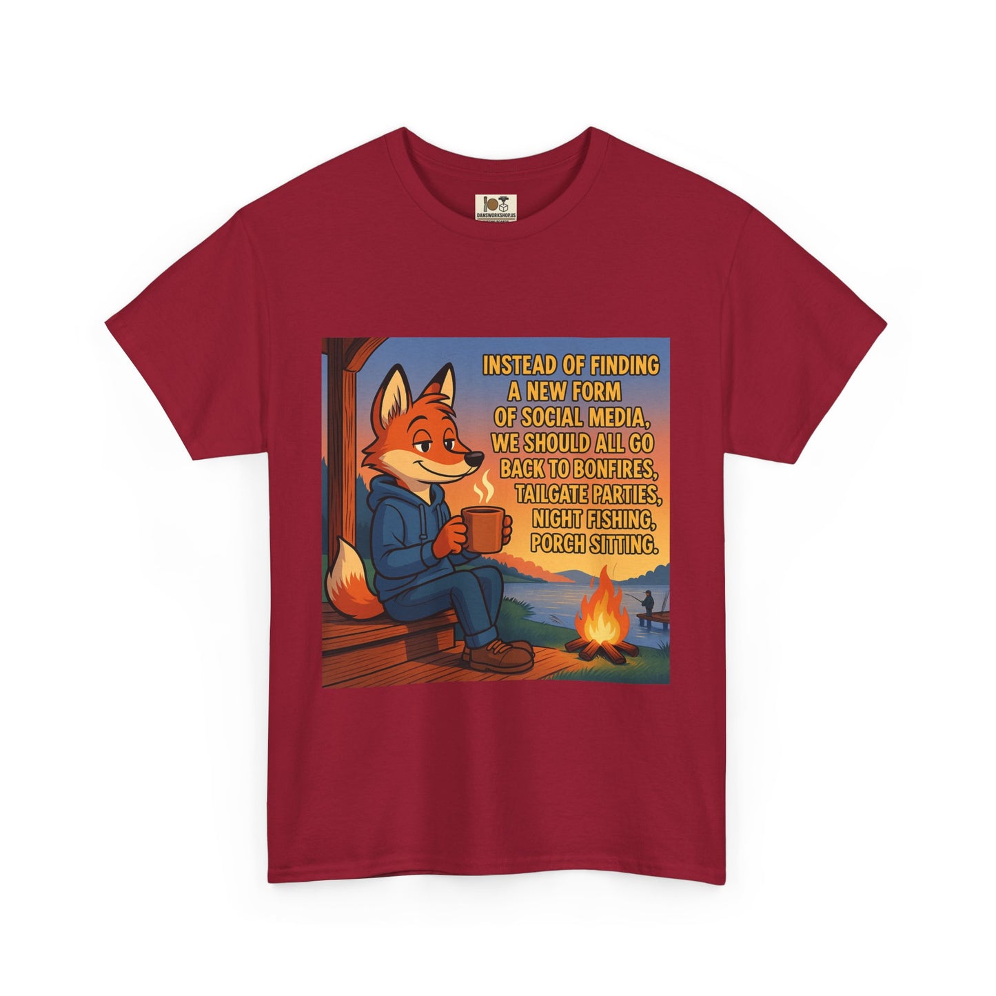 Cozy Campfire Fox Tee, Relaxing T-Shirt for Nature Lovers, Outdoor Adventure Shirt, Fox Lover Gift, Casual Cozy Wear