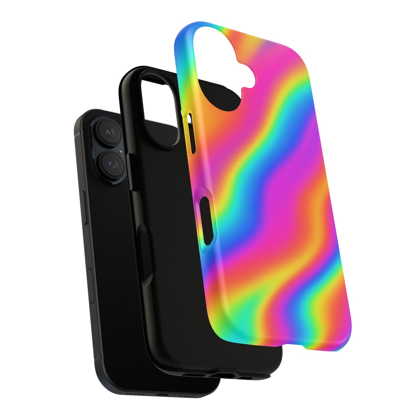 Rainbow Wavy Phone Case - Colorful Tough Cases for Stylish Protection, LGBTQ+ Pride Gift, Trendy Phone Accessory, Birthday, Holiday Present
