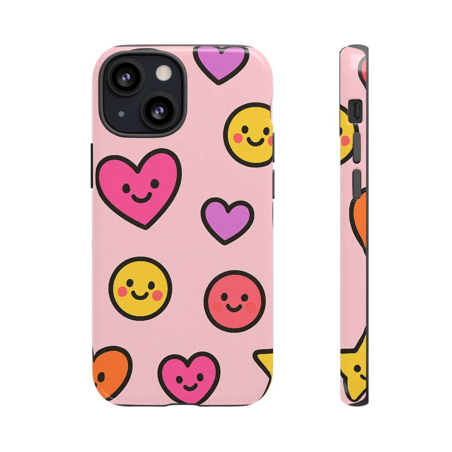 Cute Phone Case with Smiley Faces and Hearts, Fun Gift for Kids and Teens, Cellphone Protector, Birthday Present, Cute Accessories