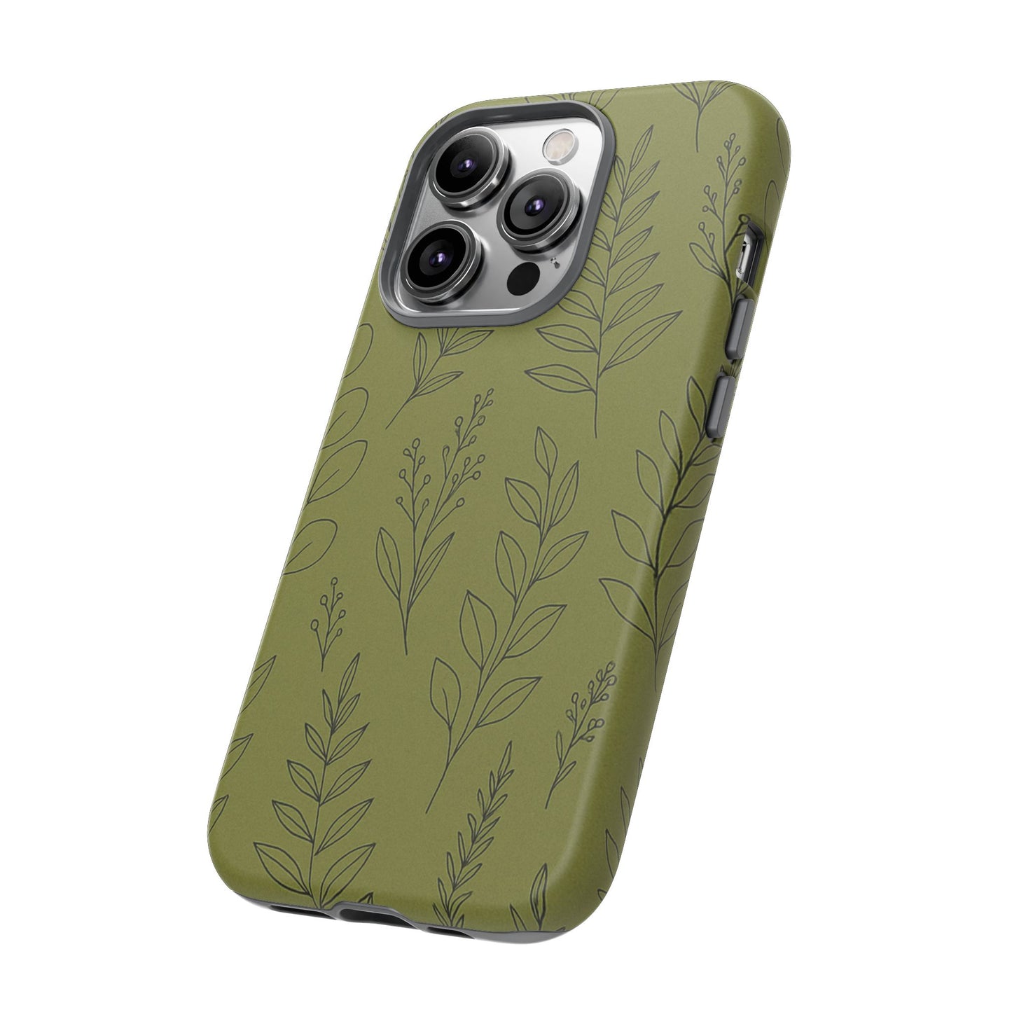 Stylish Phone Case, Botanical Design, Tough Phone Cover, Green Floral Case, Nature Inspired Gift, Eco-Friendly Accessory