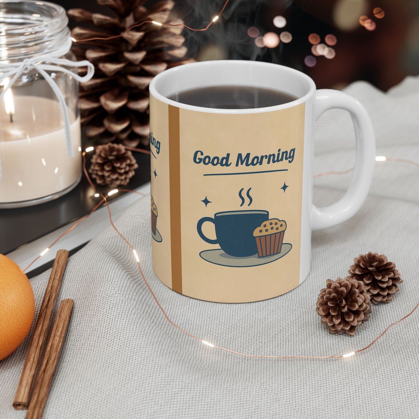 Good Morning Ceramic Mug, Coffee Lover Gift, Tea Mug, Breakfast Reminder, Cozy Kitchen Decor, Perfect for Birthdays, Anniversaries