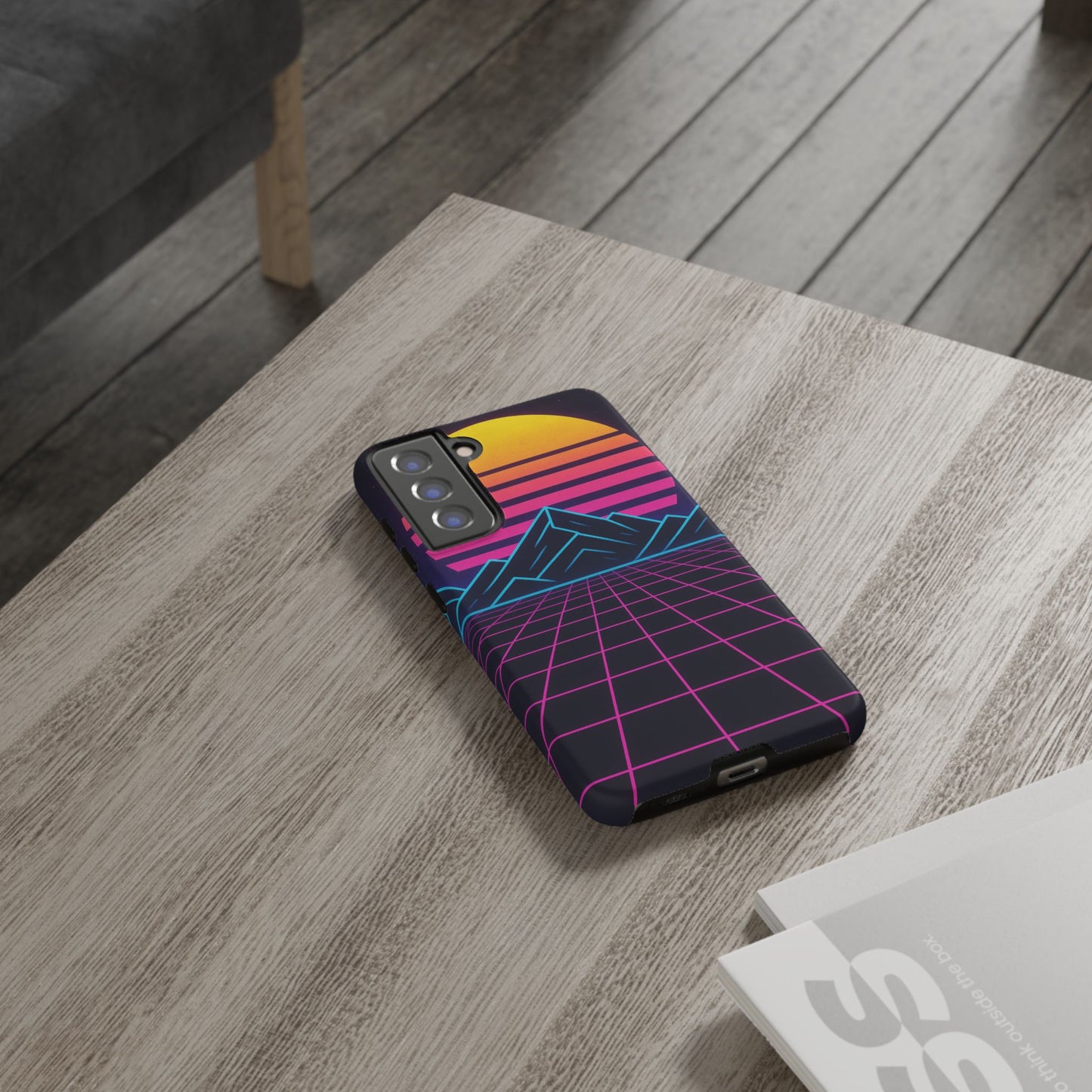Retro Sunset Phone Case, Vintage Neon Case, 80s Aesthetic Cover, Gift for Tech Lovers, Unique Phone Accessories