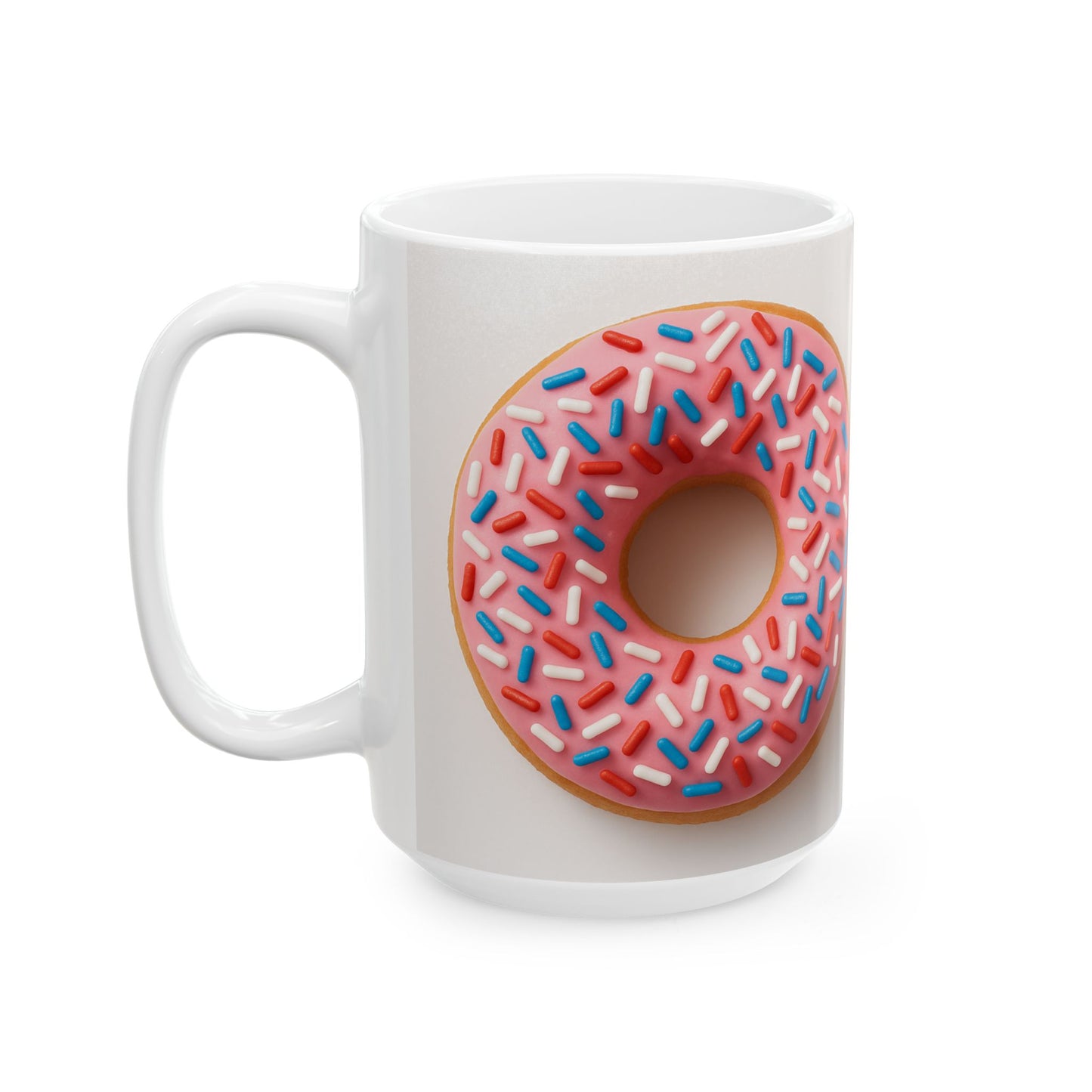 Donut Design Ceramic Mug | Fun Coffee Mug for Foodies, Birthday Gift, Kitchen Decor, Donut Lover's Mug, Sweet Treat Drinkware