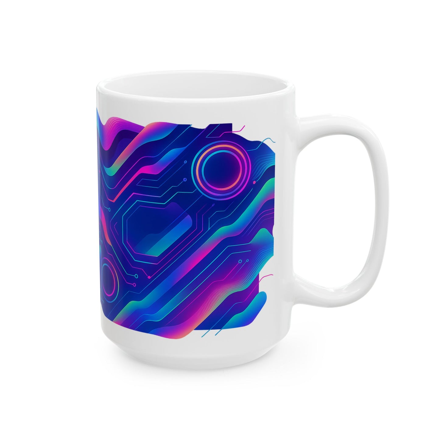 Colorful Circuit Pattern Ceramic Mug | Tech Gift, Coffee Cup, Unique Mug, Geeky Kitchenware, Home Decor